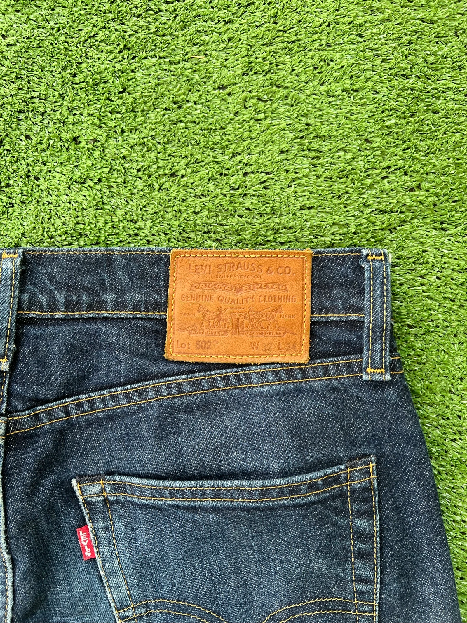 Levi’s 502 Regular Taper Jeans Dark Blue Denim Vintage Style Faded Men’s W32 L34 – photo 4